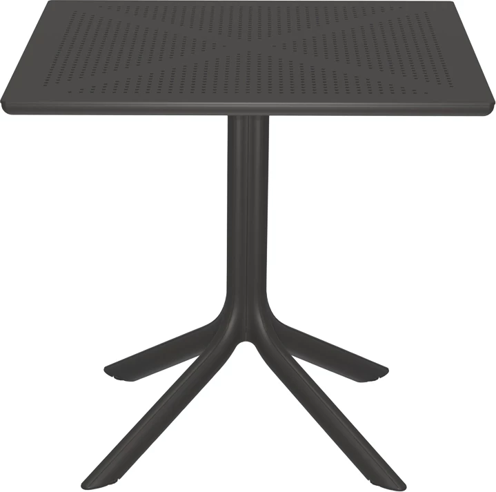 Tavolinë katrore Groovy, sipërfaqe e shpuar, ngjyrë antracit, 80x80x74cm
