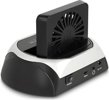 Docking station USB-C DeLOCK 10Gbps për HDD/SSD 2.5/3.5" dhe M.2 NVMe/SATA, me ventilator, e zezë