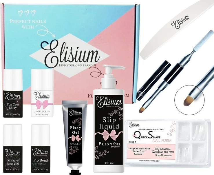 Set për manikyr me xhel Elisium FlexyGel Maxi Quick Shape Type 1, 9 copë