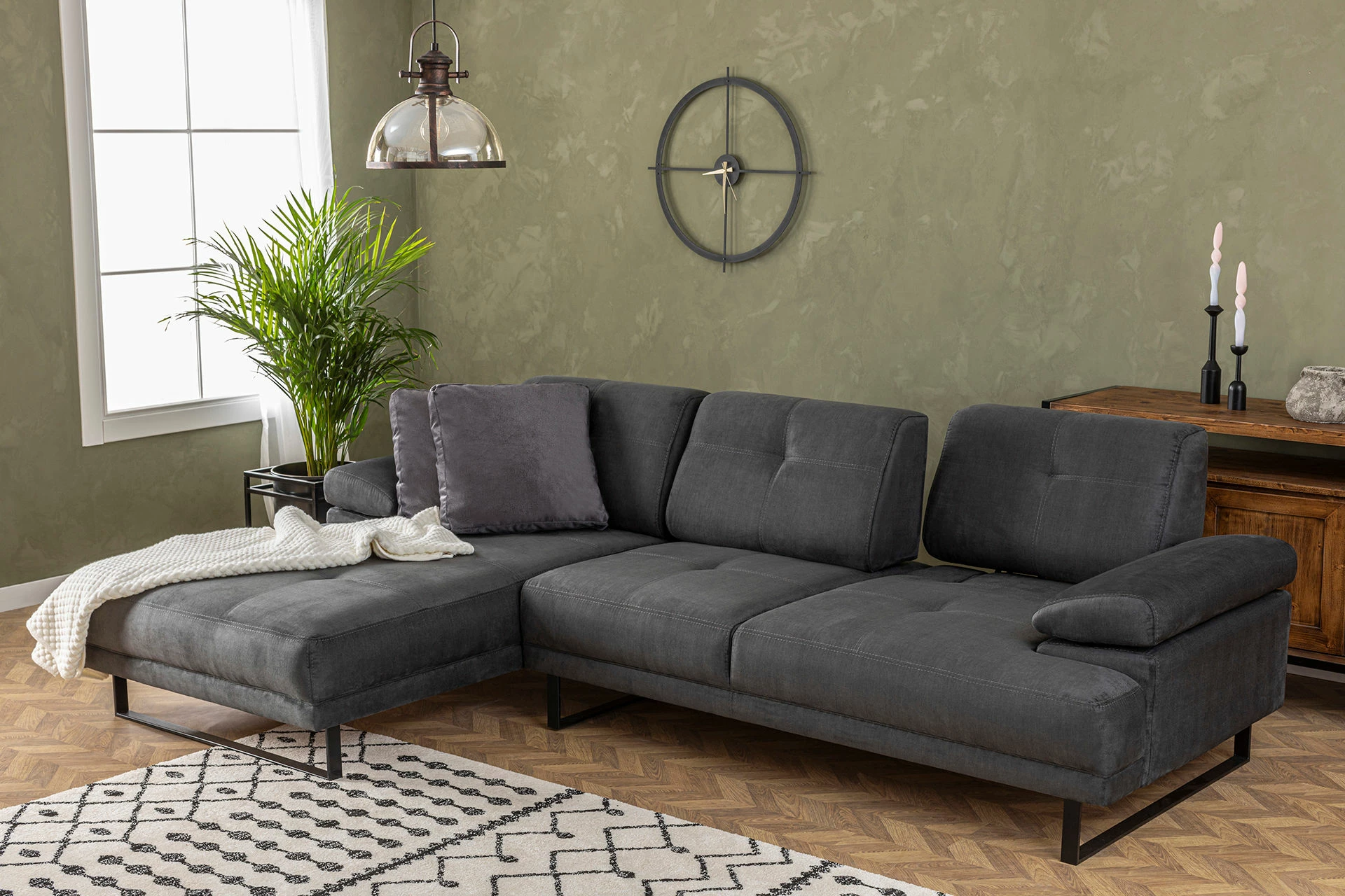 Këndare Atelier del Sofa, Mustang Large, kënd i majtë, ngjyrë antracit