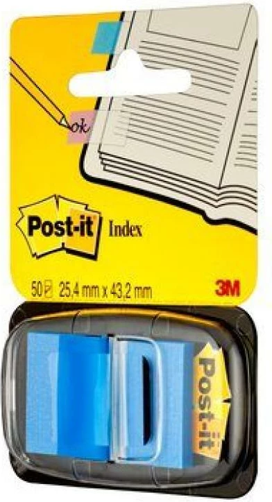 Shirita indeksimi 3M Post-it Index 680-2, me shpërndarës, 50 fletë, 25.4x43.2 mm, blu