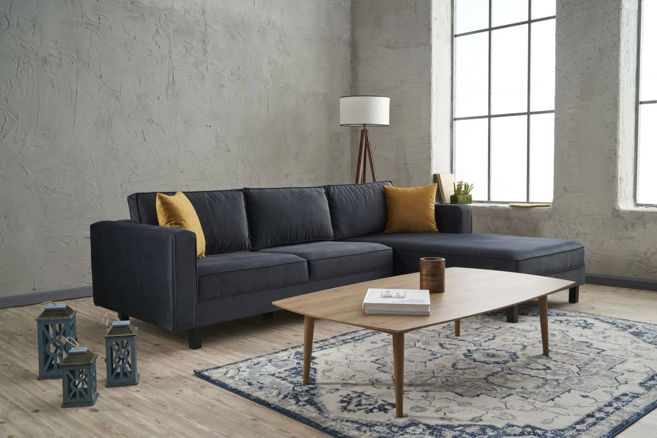 Këndore Atelier del Sofa, kadife, e djathtë, anthracite