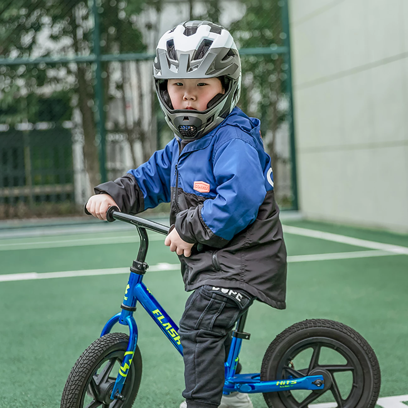 Kaskë biçiklete fëmijësh, Rockbros, TS-61 10110061005, 2‑në‑1 full-face me mjekër të heqshme, madhësia S (48-54), gri