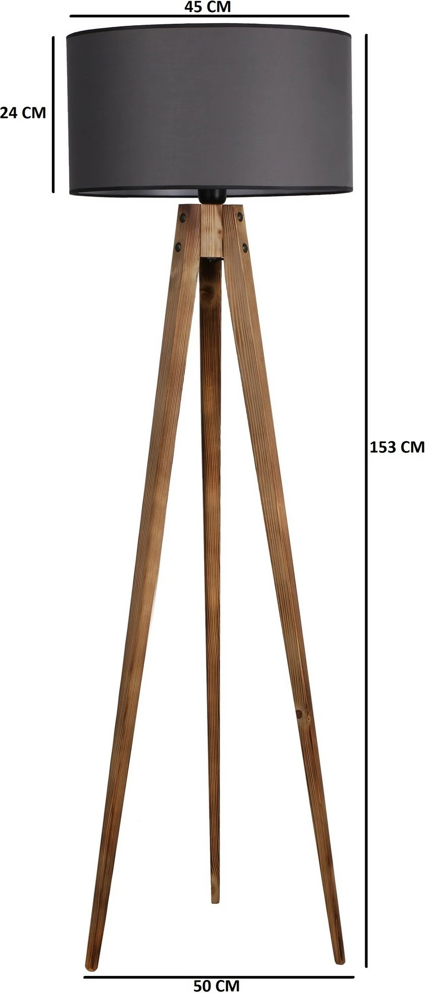 Llambë dyshemeje Opviq, 8285-2, trup druri, kapak stof, kafe/gri, 153cm