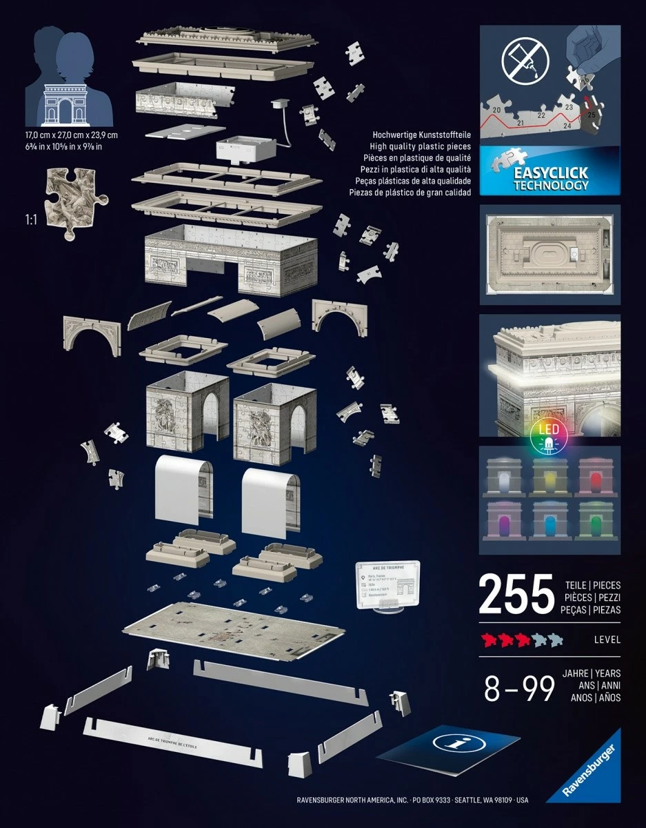 Puzzle 3D Ravensburger Triumphal Arch, 255 pjesë, plastikë