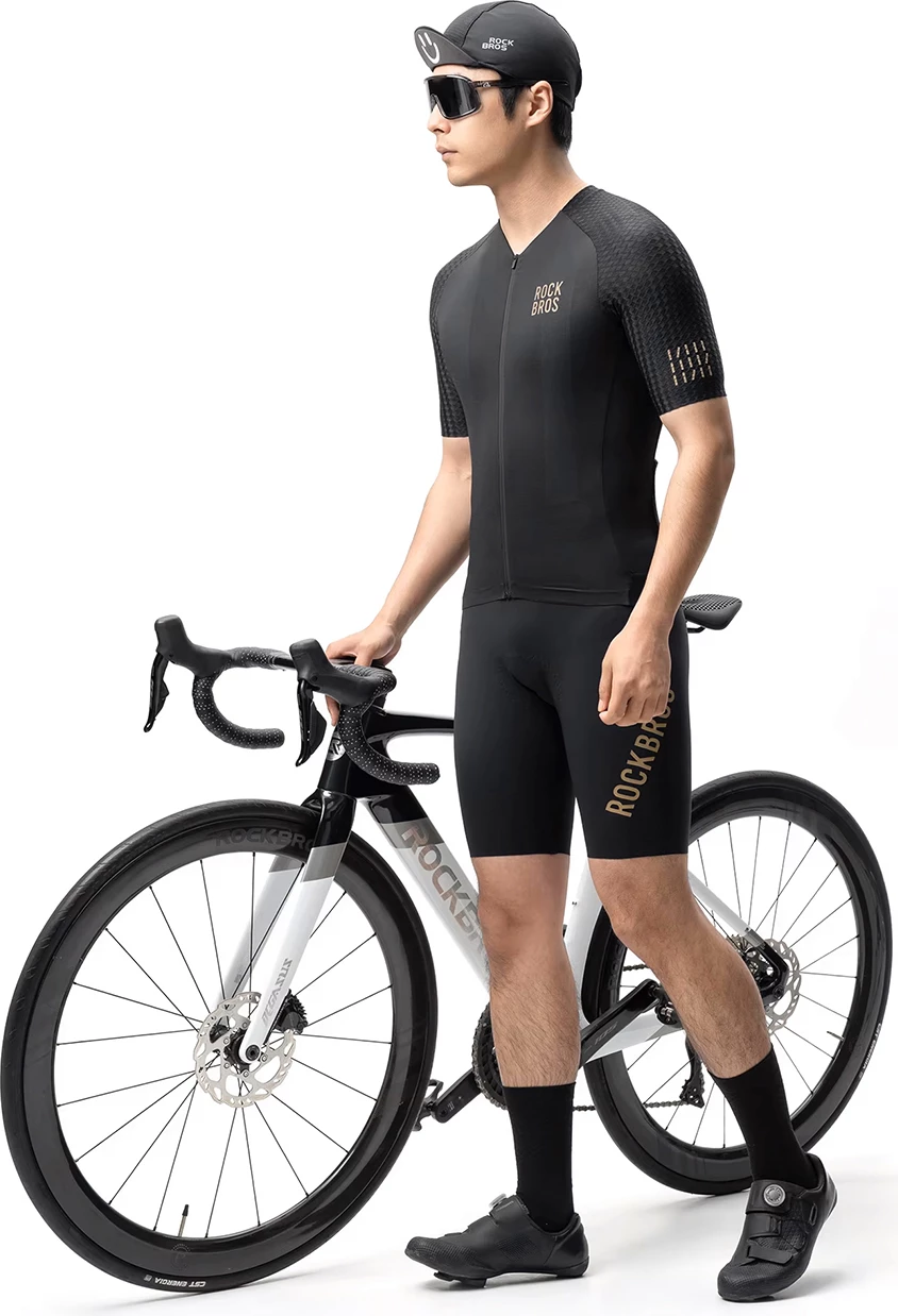 Jersej çiklizmi Rockbros YDDX011 Diamond, mëngë të shkurta, 3D mesh, slim-fit, me zinxhir, madhësi M, e zezë