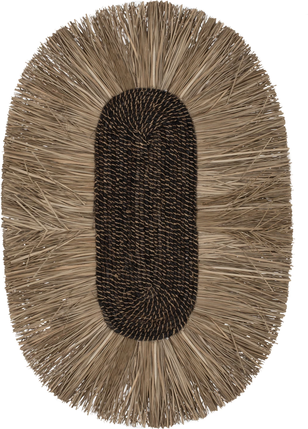 Dekor muri oval prej bari dhe fibrash abaka, ngjyrë natyrale, 60x5x90H cm, FH7795