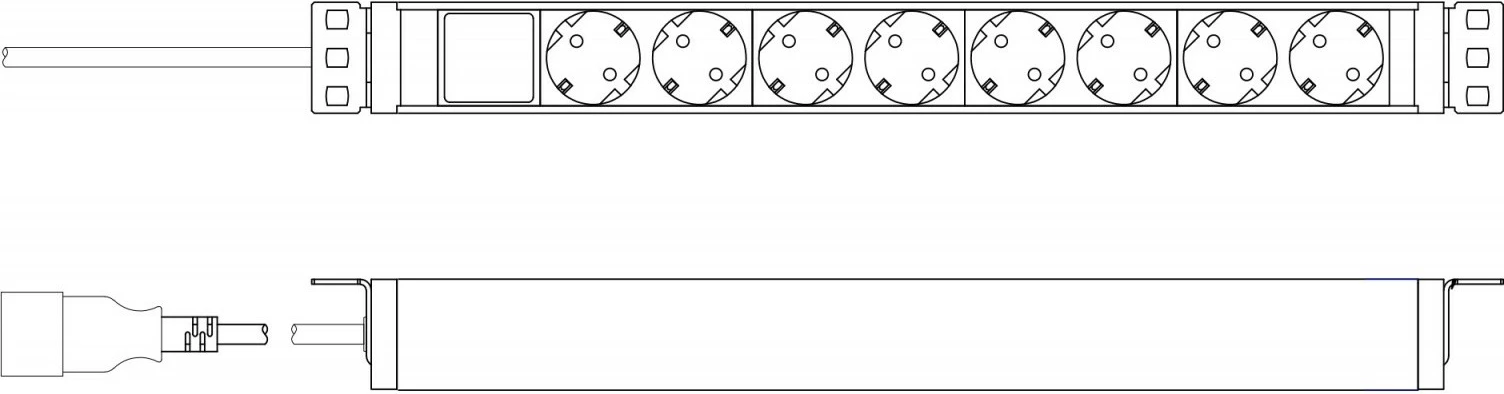 Prizë rack Digitus DN-95428, 8 dalje Schuko, 19", IEC C20, 2m, Alumini, Zi/Argjend
