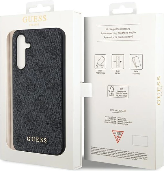 Mbështjellës Guess 4G Metal Gold Logo për Samsung Galaxy S23 FE, Gri