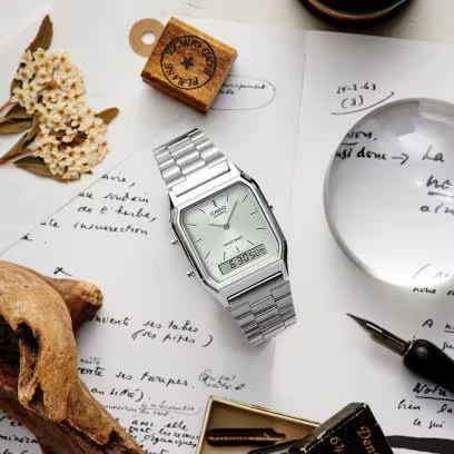 Orë dore Casio AQ-230A-7AMQY, e argjendtë