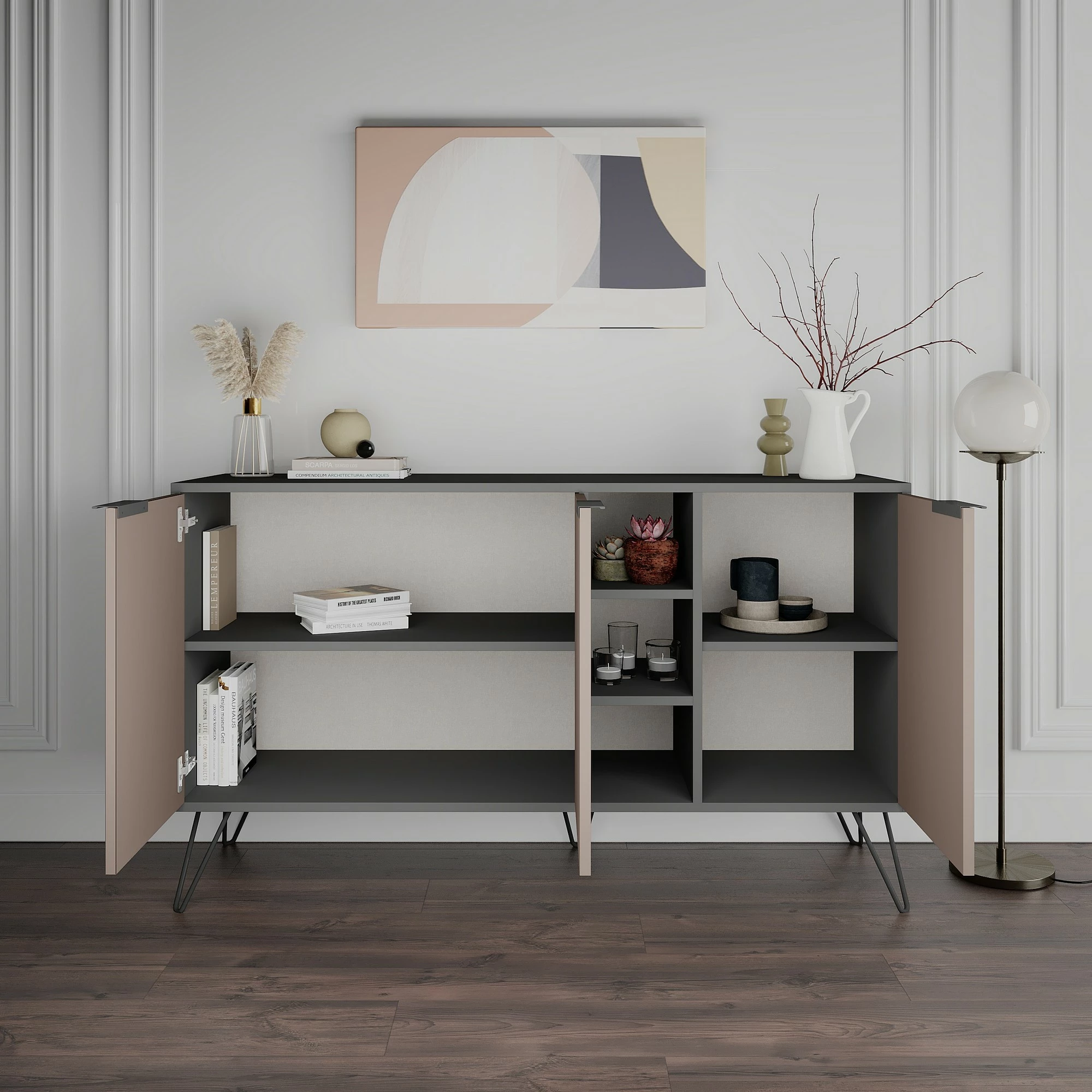 Konsol Skye Decor, Clara, antracit dhe kafe e çelët