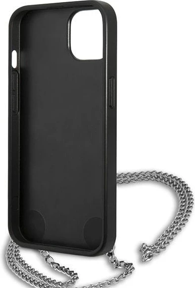Mbështjellës Karl Lagerfeld KLHCP13SPMK për iPhone 13 mini 5.4\", hardcase, eco lëkurë me teksturë, me zinxhir, i zi