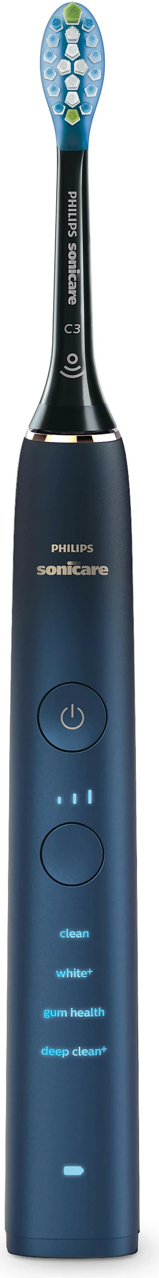 Furçë dhëmbësh elektrike Philips Sonicare DiamondClean 9000 HX9911/88, me bazë karikimi dhe kasë udhëtimi, blu e errët