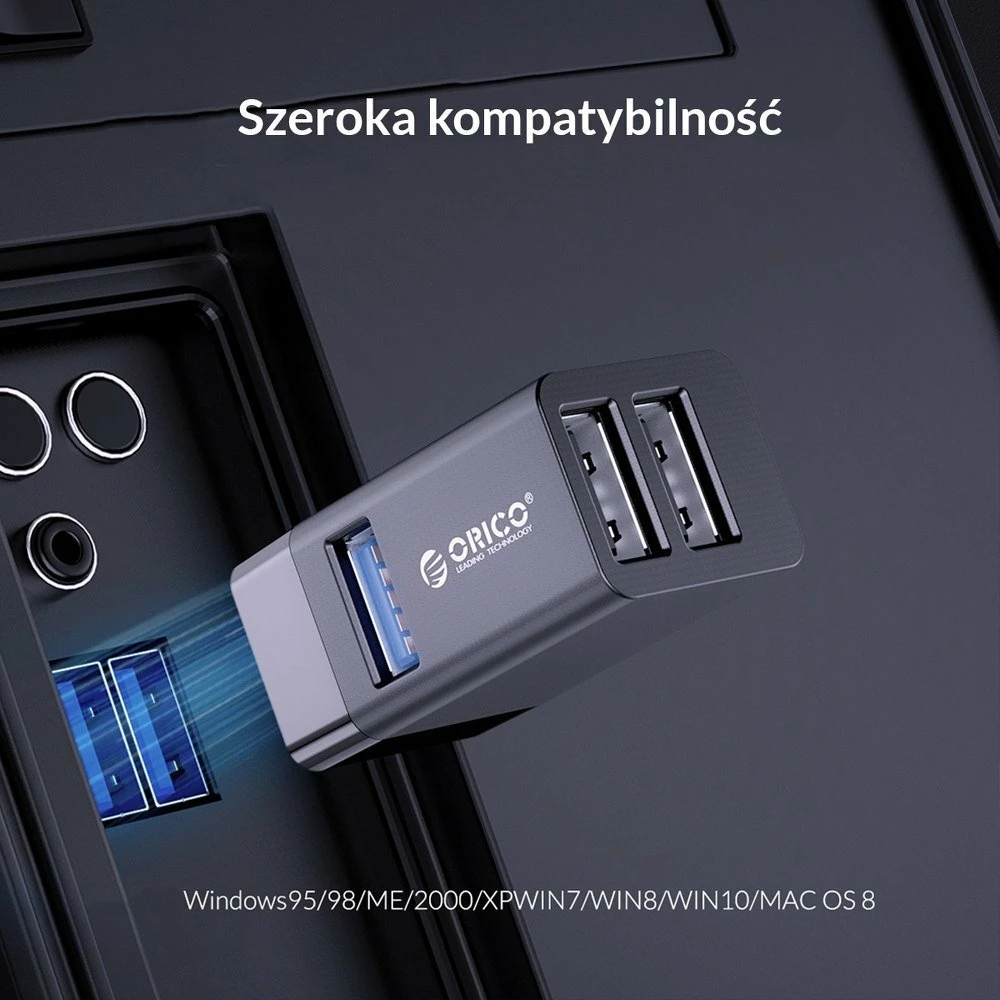 Hub USB Orico MINI-U32-BK-BP 3x USB-A 3.0, i zi