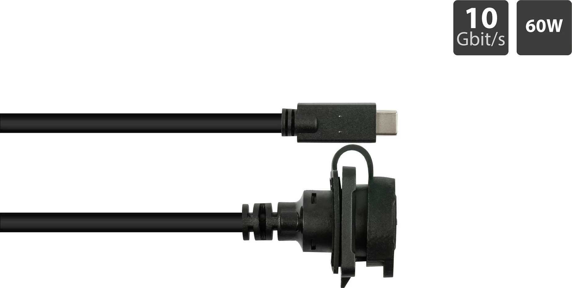 Kabllo USB-C GoodConnections 0.5 m, USB 3.2 Gen 2, 10 Gbit/s, zgjatës male-në-femër, e zezë