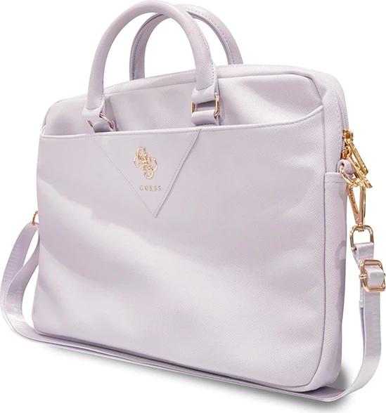 Mbështjellës laptopi Guess ZIP Leather Triangle, 16 inç, lëkurë ekologjike, vjollcë