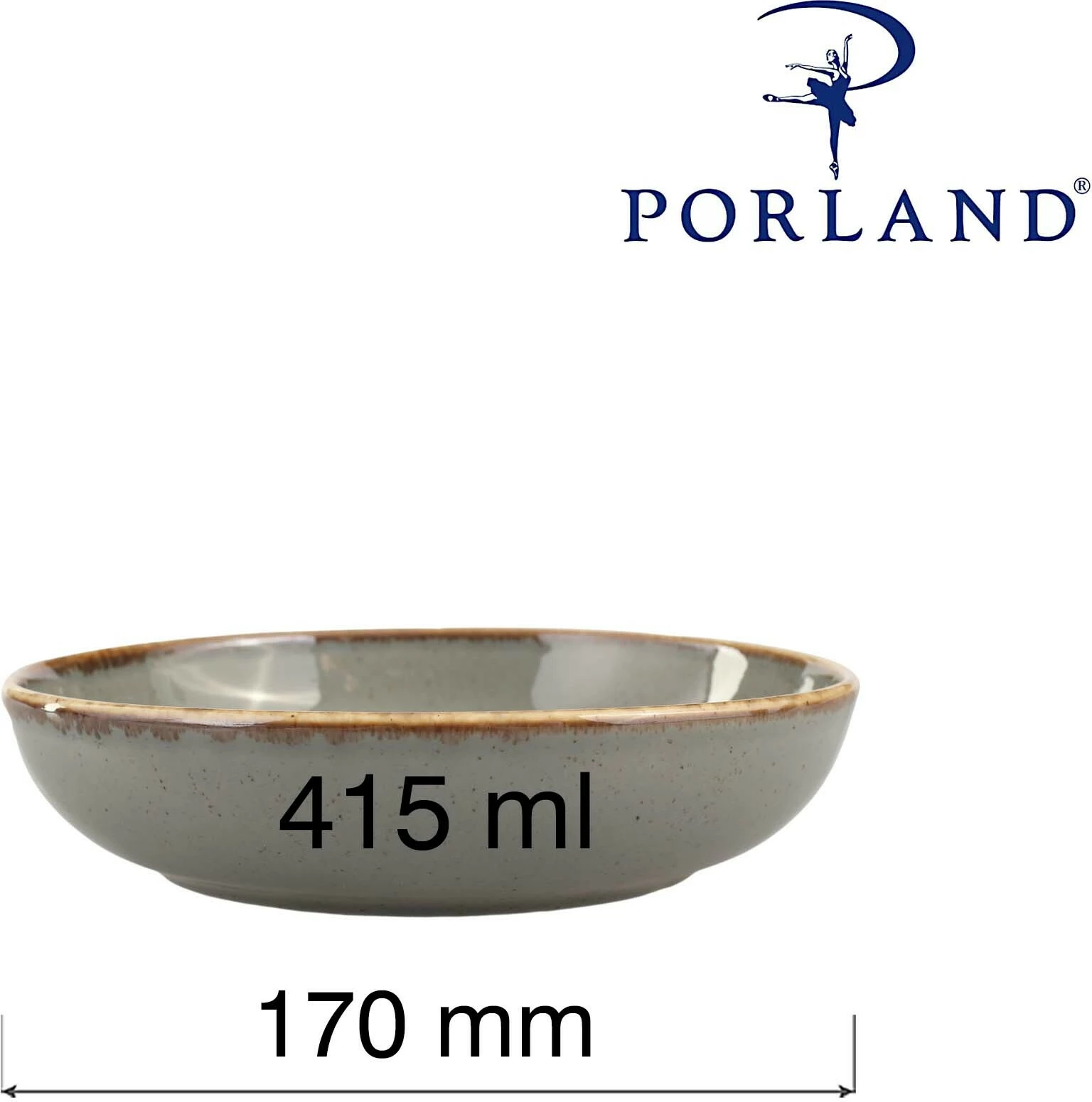 Tas i cekët Porland Seasons Stone Ø170mm 415ml, set 6 copë, gri e errët