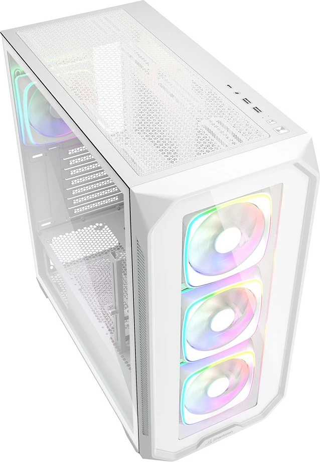Kasë SHARKOON AK5G RGB, Midi Tower, bardhë, xham i temperuar, RGB