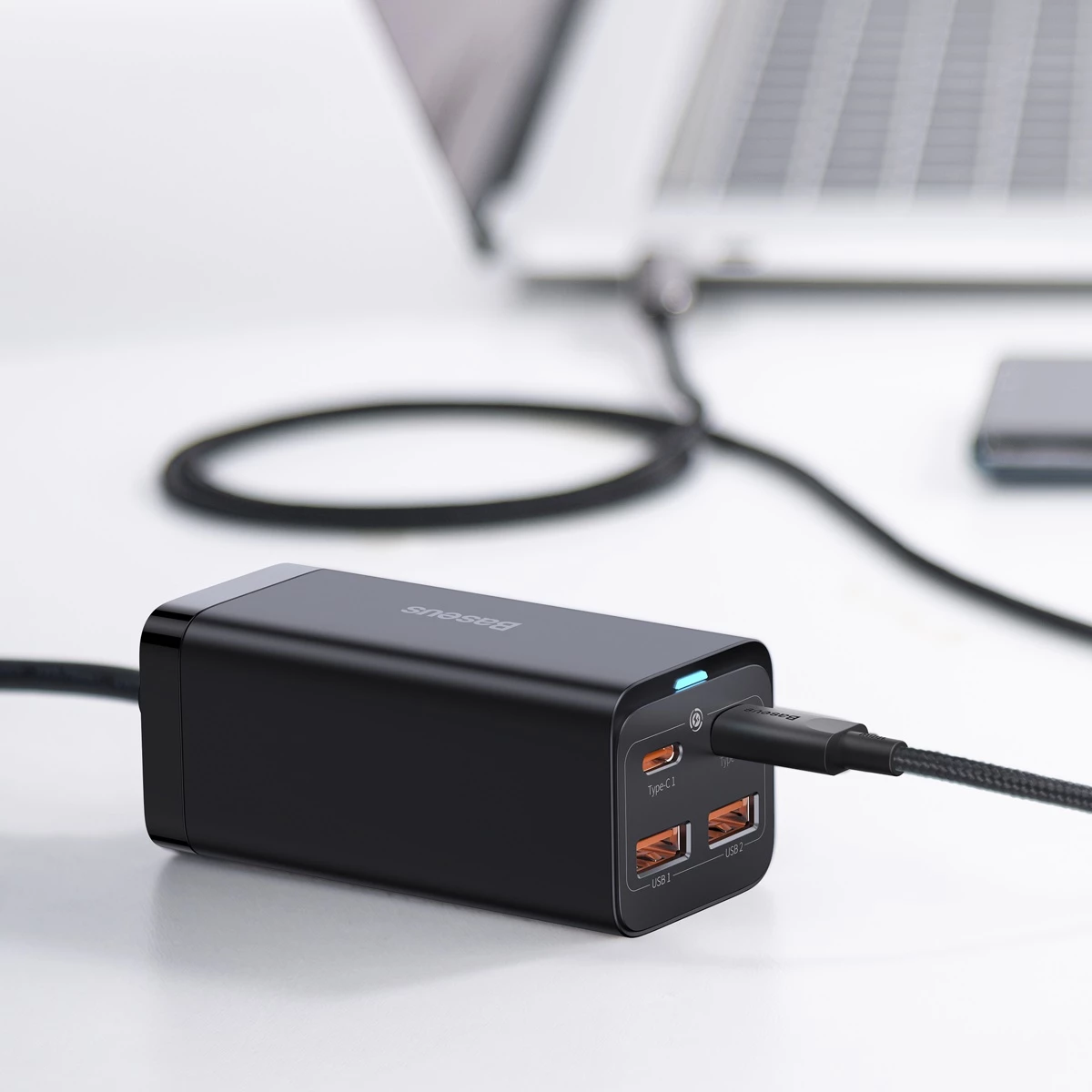 Karikues universal Baseus GaN3 Pro, 100W, 2x USB-C, 2x USB-A, i zi