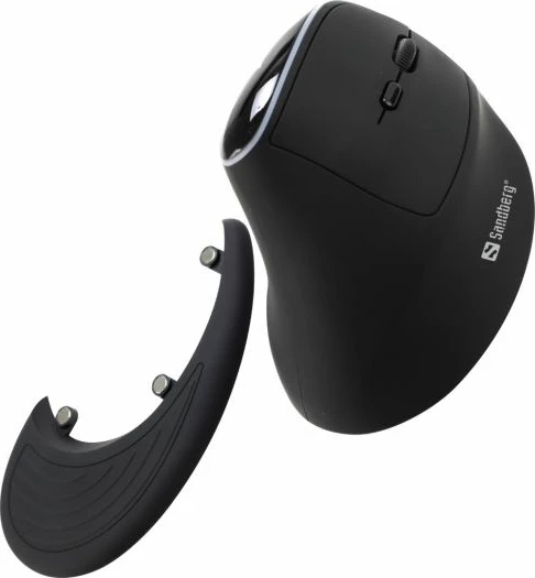 Maus vertikal wireless SANDBERG Wireless Vertical Mouse Pro 630-13, ergonomik, rechargeable, 6 butona, 1000/1200/1600 DPI, USB-A receiver, e zez/gri, set me receiver + kabllo karikimi