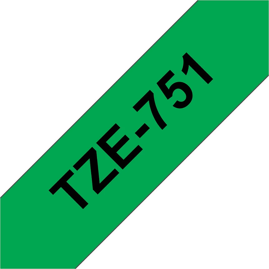 Kasetë shirit etikete Brother TZe-751, 24mm, 8m, e laminume, e zezë në të gjelbër