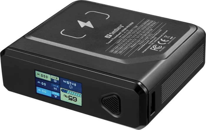 Powerbank Sandberg Travel 421-25 20000mAh PD100W me karikim pa kabllo, e zezë