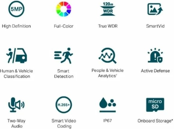 Kamerë sigurie me rrjet TP-LINK VIGI C350 5MP Full-Color Bullet 2.8mm, bardhë/zi
