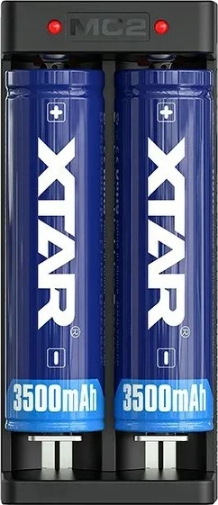 Karikues baterish XTAR MC2C, Li-ion 18650, 2 vende, USB-C, Zi