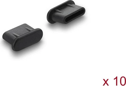 Kapak pluhuri DeLOCK për USB Type-C, silikon, 10 copë, i zi