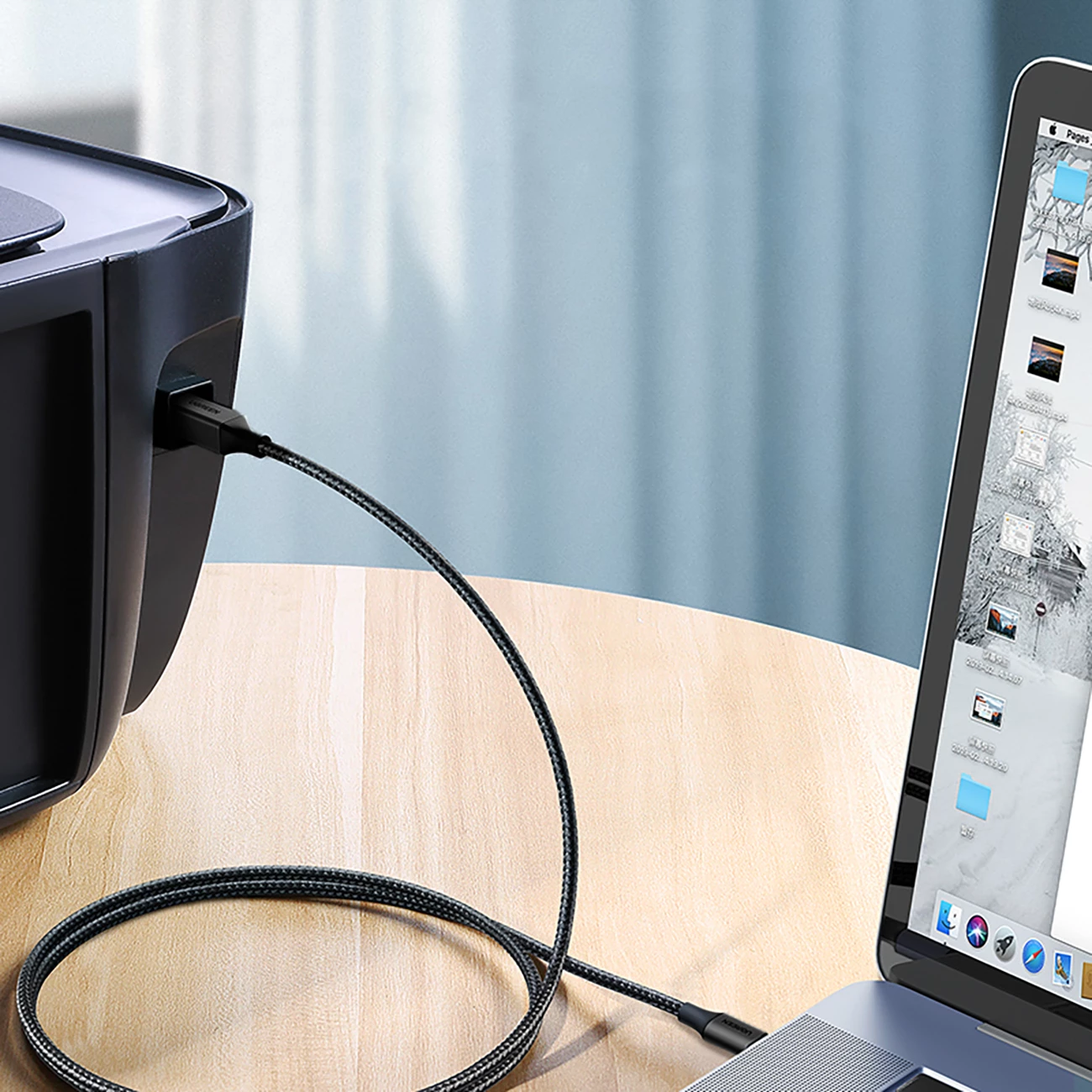Kabllo printeri Ugreen US370 45106, USB-C në USB-B, 2m, e zezë