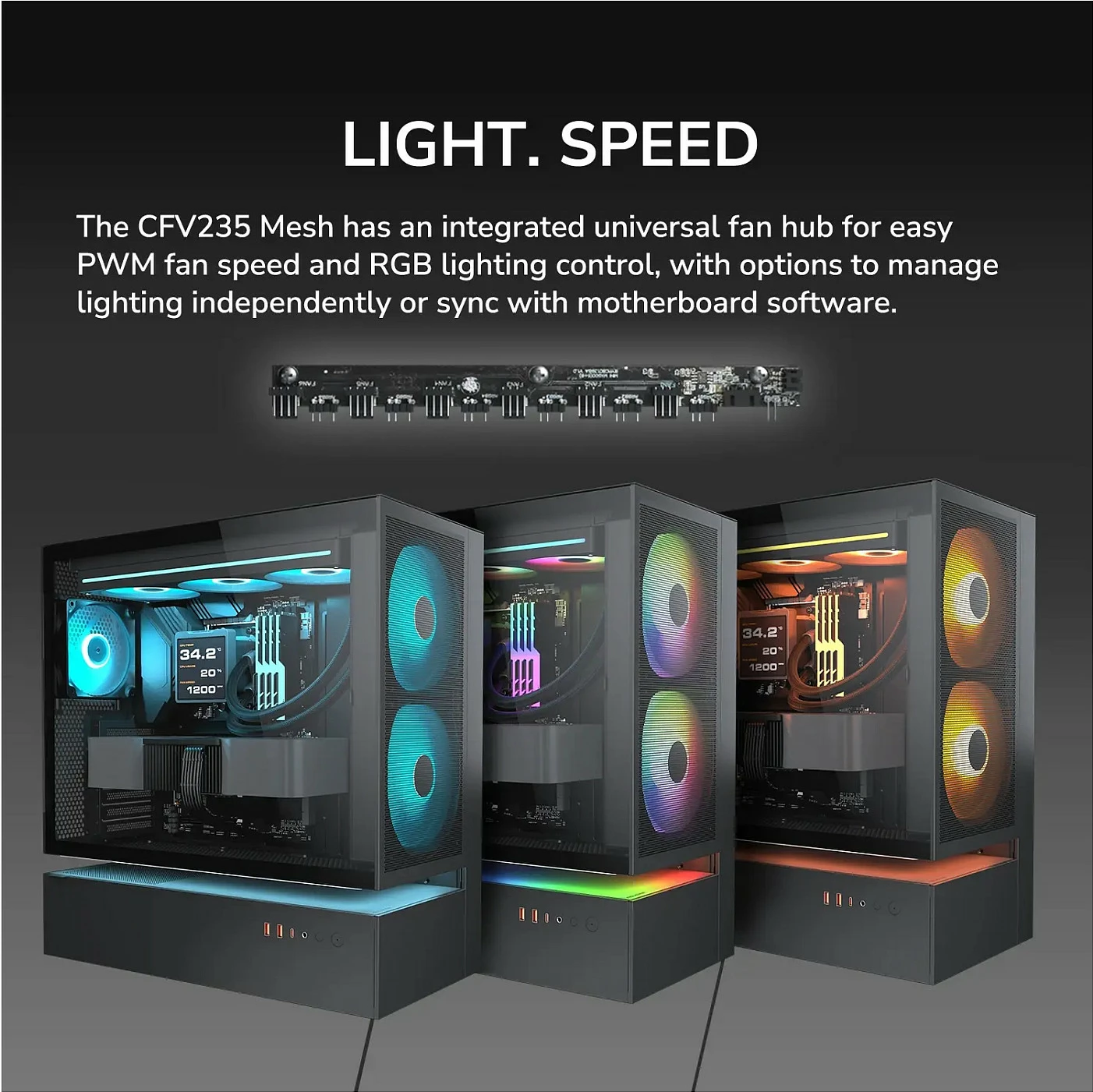 Kasë COUGAR CFV235 Mesh ARGB Midi Tower, ATX/microATX/Mini-ITX, xham i temperuar, e zezë