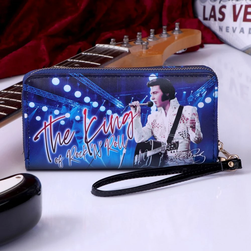 Portofol me zinxhir NEMESIS NOW Elvis The King of Rock'n'Roll, blu e errët