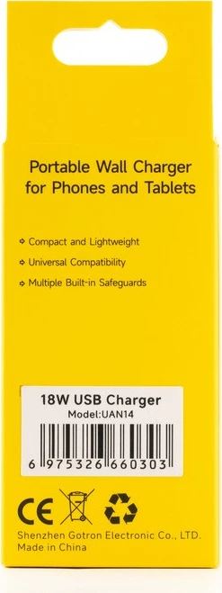 karikues muri Ulefone UF-CHAR-18WR 18W 1x USB-A EU plug për Armor 15/16, Pad Pro, Tab A11 i zi