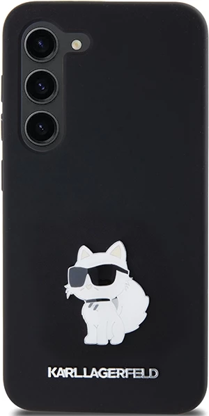 Mbështjellës Karl Lagerfeld Silicone Choupette Metal Pin për Samsung Galaxy S24, i zi