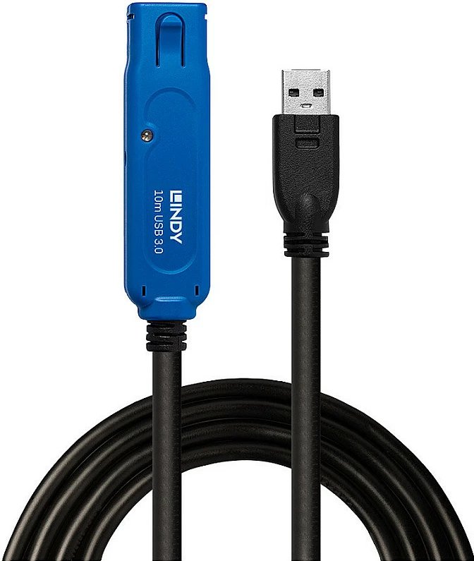 Kabllo zgjatëse aktive USB 3.0 Lindy 10m, USB-A Mashkull në USB-A Femër, 5 Gbps, zezë/kaltër
