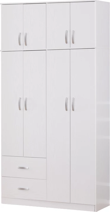 Dollap katërkanatësh me loft Zelia, 2 sirtarë, ngjyrë e bardhë, 120x42x240cm