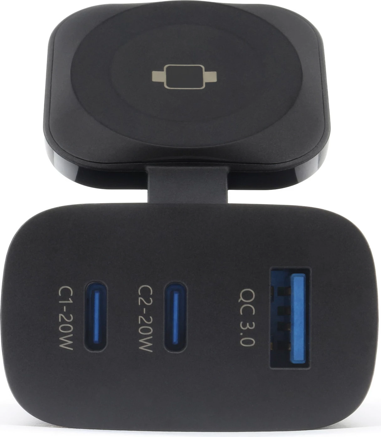 Karikues muri RealPower 450476, 43W, 2x USB-C PD 20W + USB-A QC 3.0, wireless charging, i zi