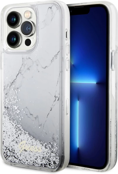 Mbështjellës Guess GUHCP14XLCSGSGH për iPhone 14 Pro Max 6.7", Liquid Glitter Marble, Bardhë