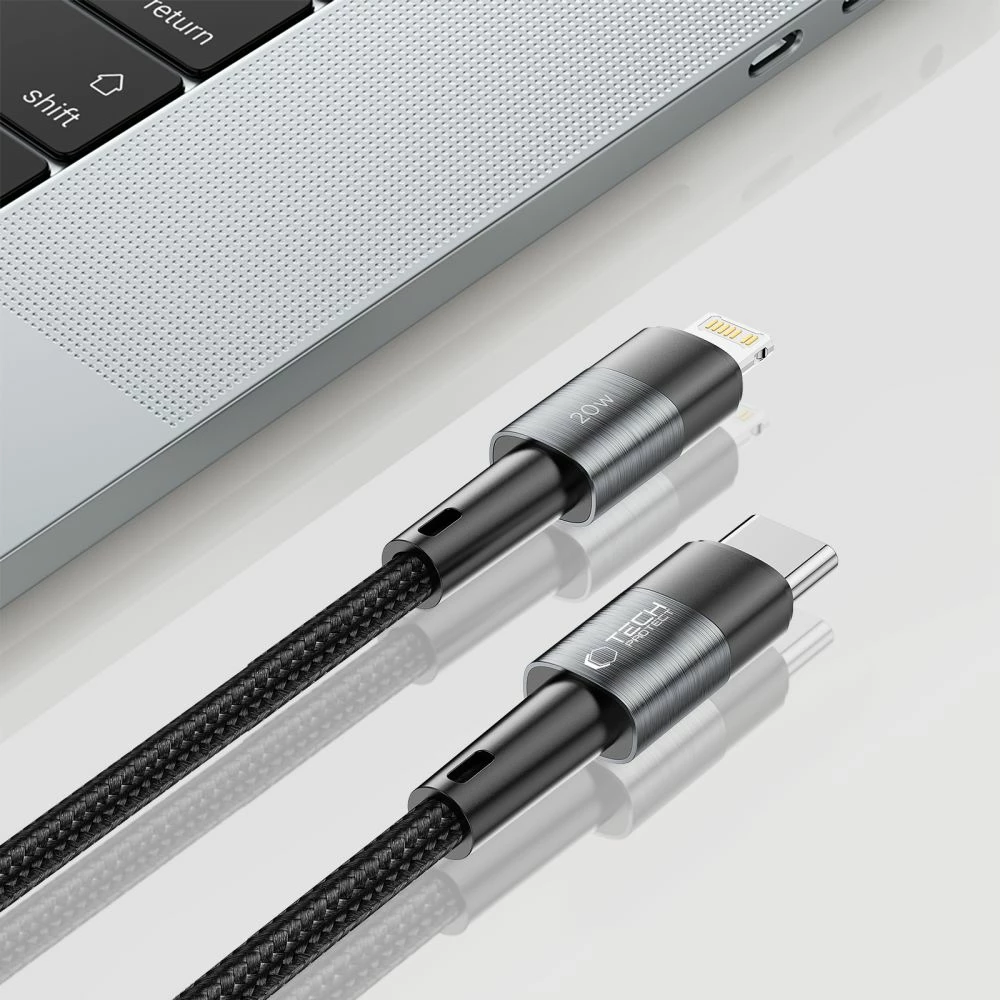 Kabllo Tech-Protect UltraBoost, USB-C në Lightning, 2m, 20W, Gri