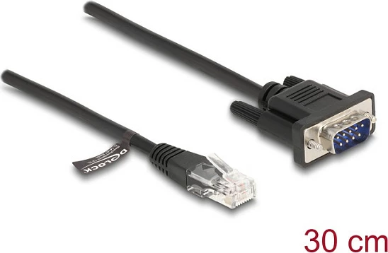 Kabllo adapter DeLOCK RJ45 në Serial RS-232 D-Sub 9, 30 cm, e zezë