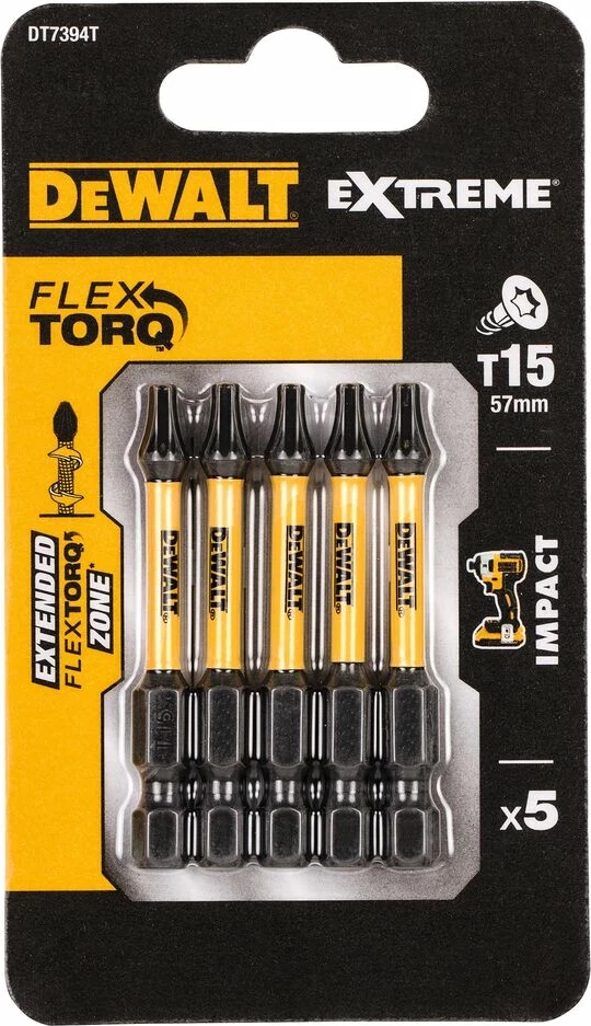 Set bitash Torx për kaçavidë DeWalt DT7394T T15 50 mm, 5 copë