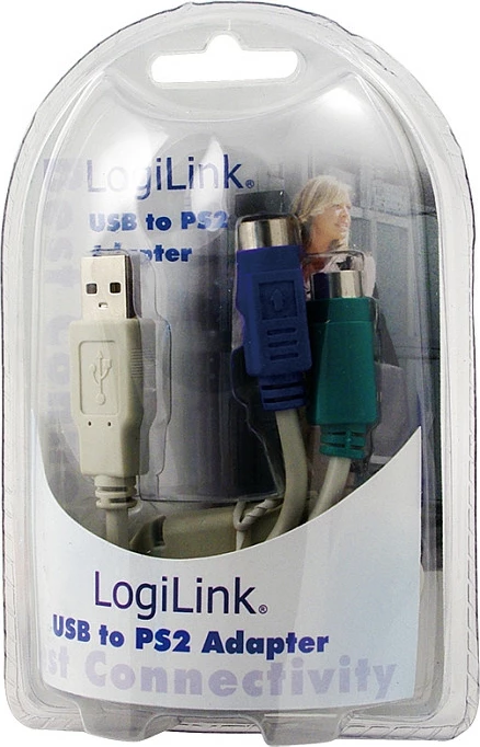 Adapter USB në 2x PS/2 LogiLink, tastierë/maus, gri
