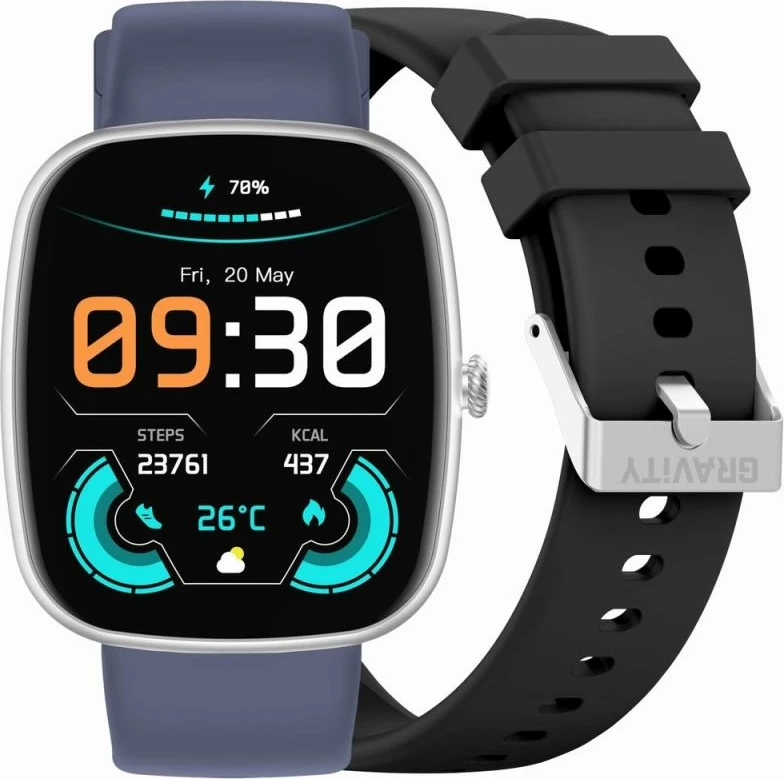Smartwatch për meshkuj Gravity, blu e zezë