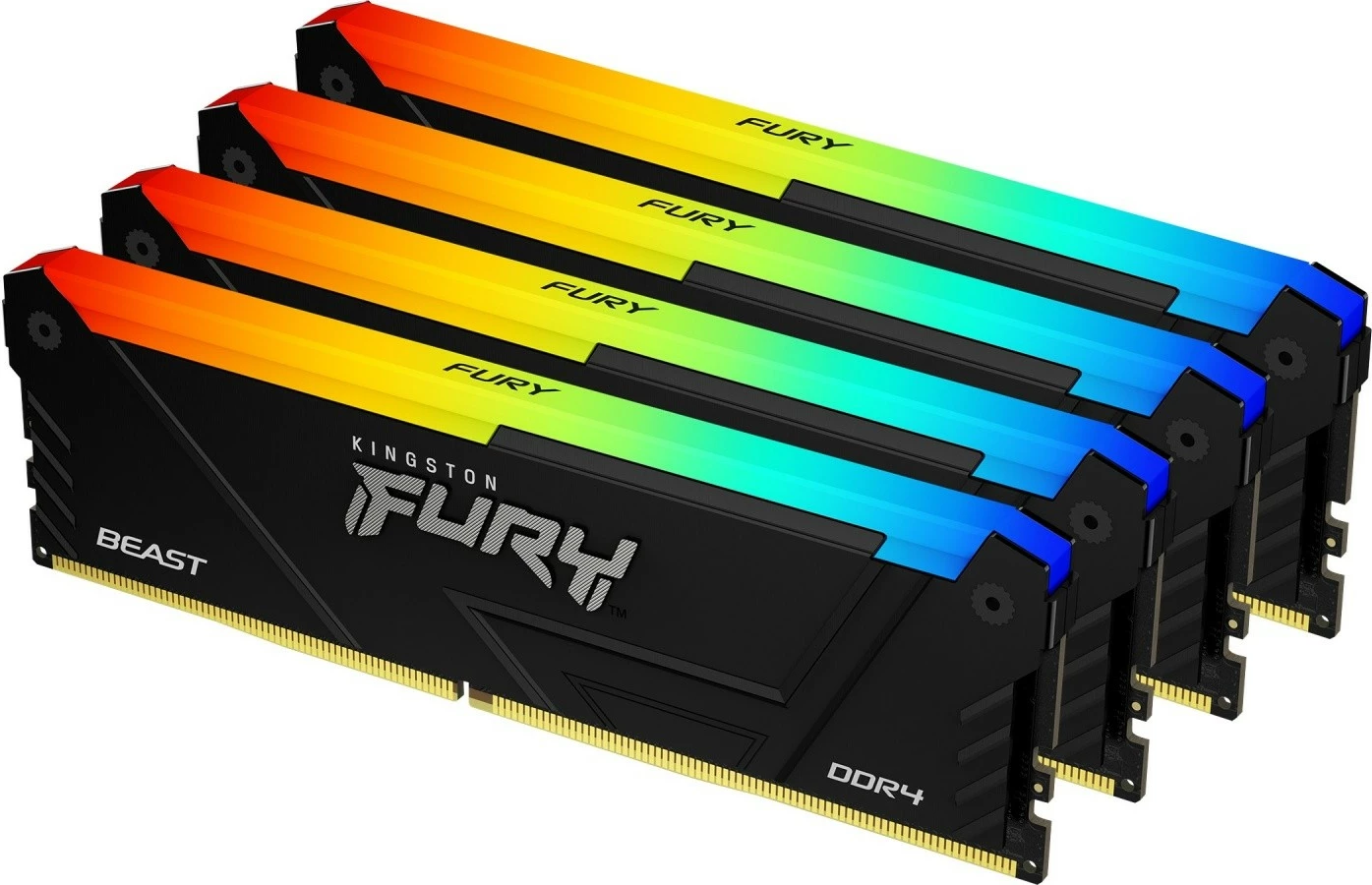 RAM Memorje, Kingston, FURY Beast RGB KF436C18BB2AK4/128, DDR4 128GB (4x32GB) 3600 MHz CL18, me radiator, RGB, set 4