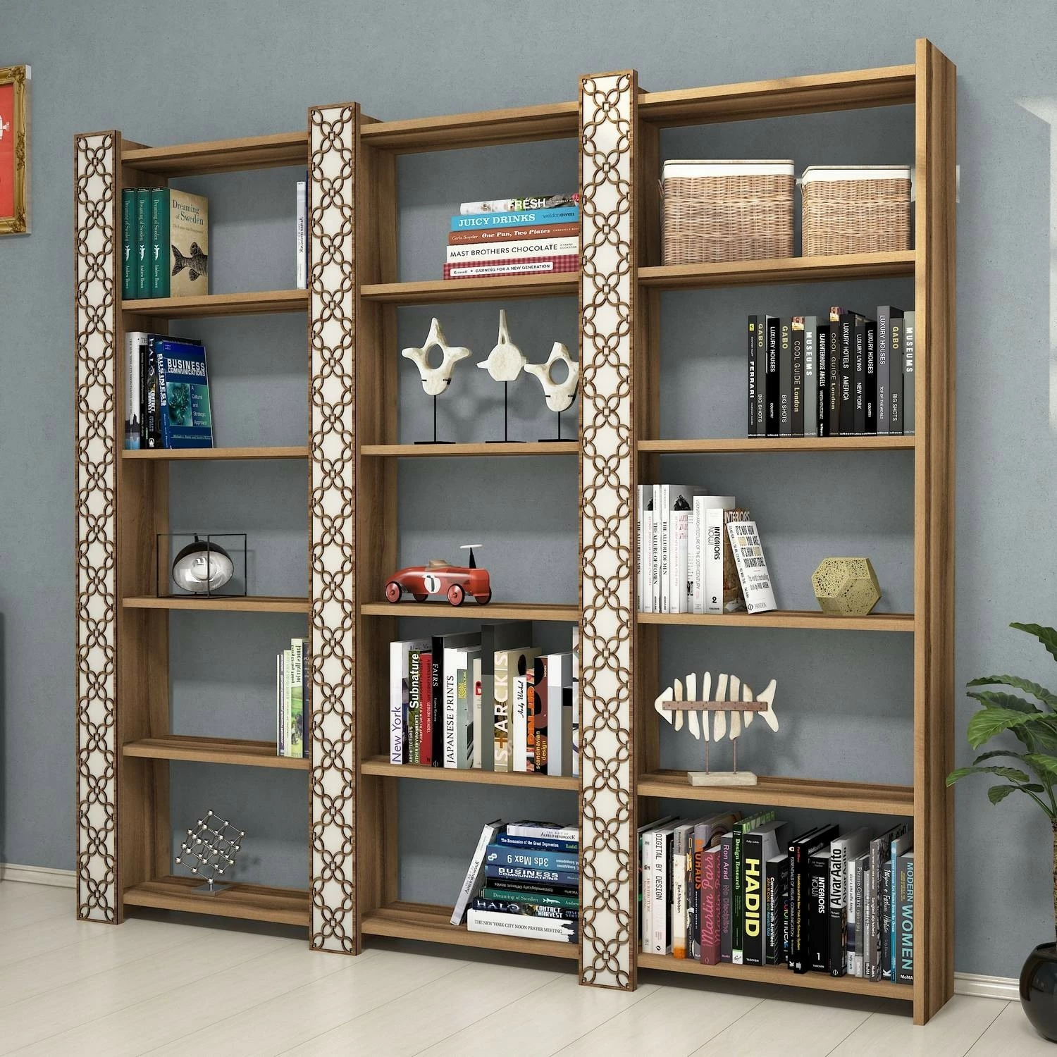 Raft librash Hanah Home, City 3, ngjyrë arre dhe krem