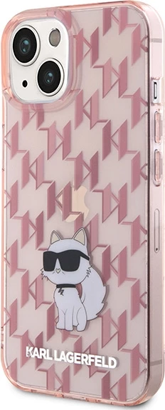 Mbështjellës Karl Lagerfeld Monogram Choupette për iPhone 15, Rozë