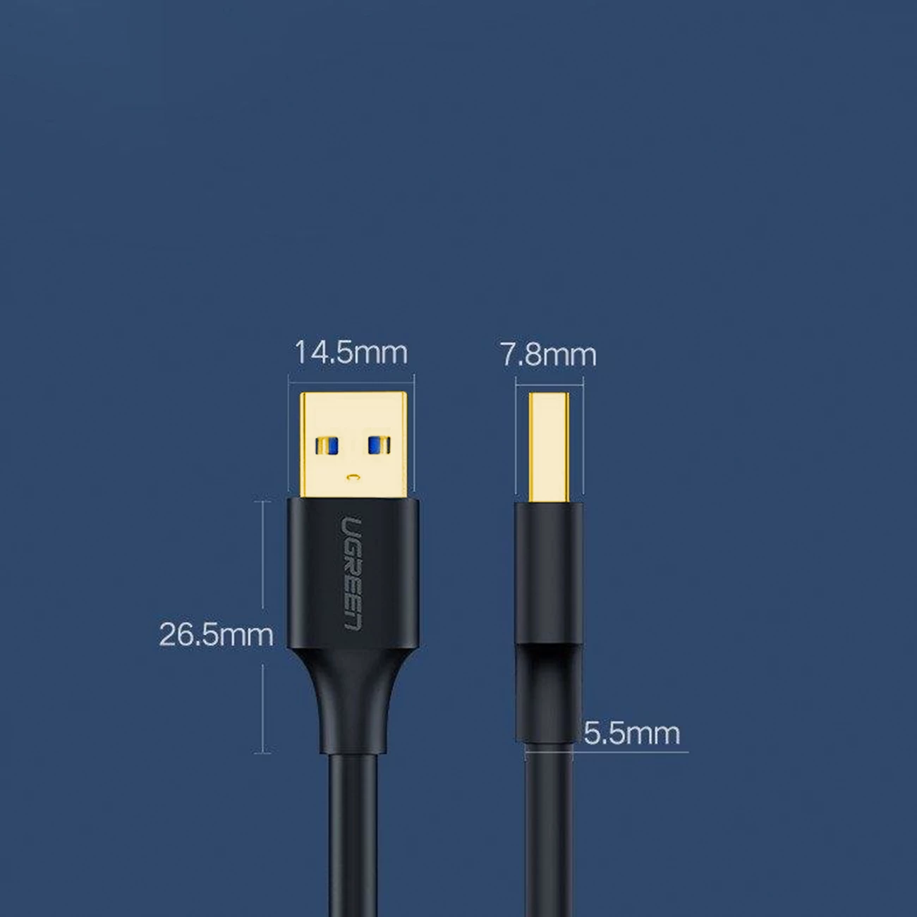 Kabllo USB-A 3.0 Ugreen US128 10371, 2m, e zezë