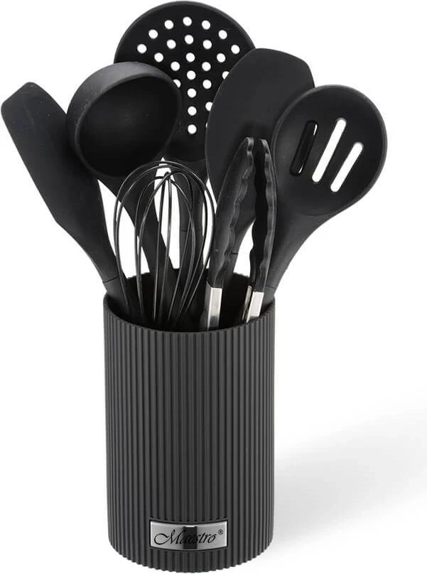 Set veglash kuzhine Maestro MR-1542-BLACK, 8 pjesë, Silikon, E zezë