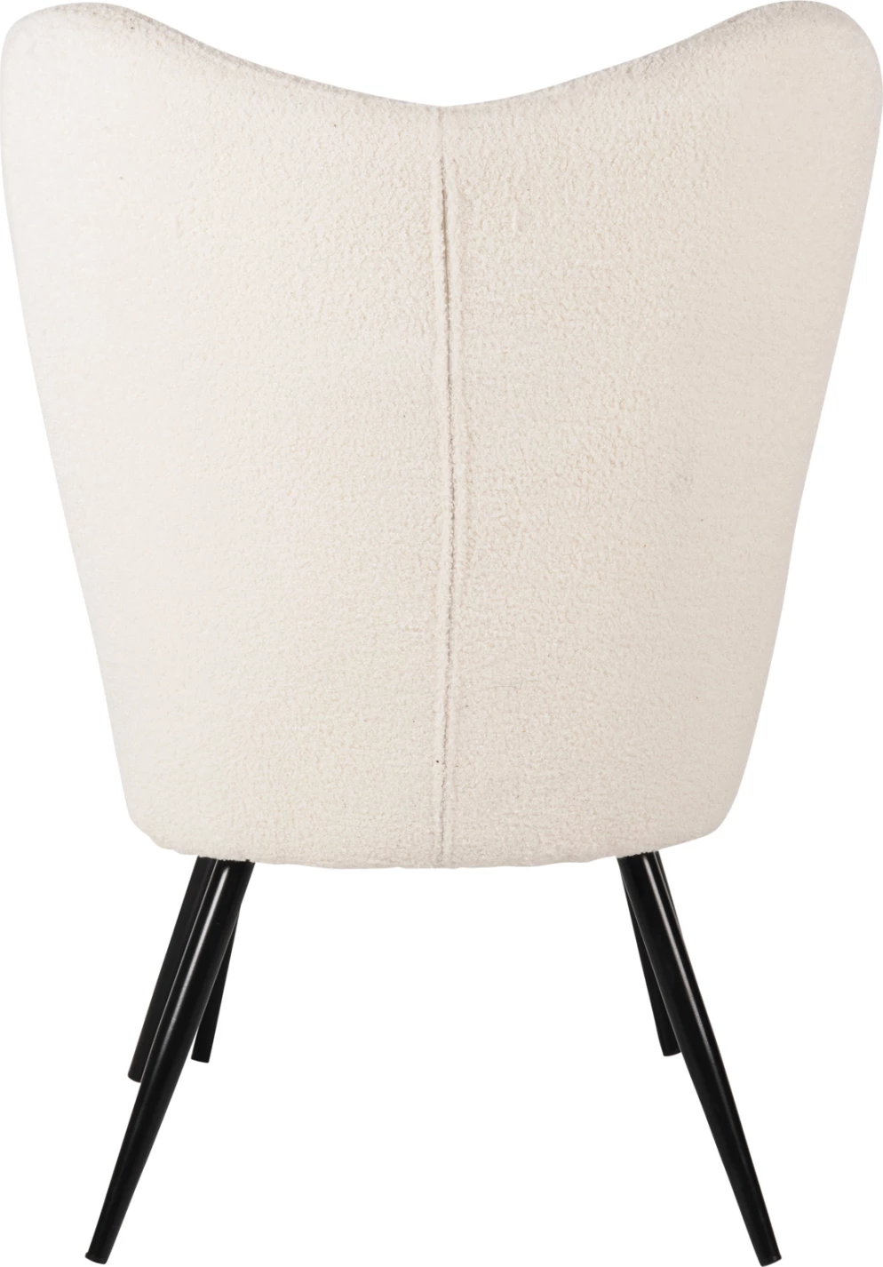 Fotel CRAWLEY me tabure, stof boucle i bardhë, këmbë metalike të zeza, FH8918.25, 70x74x105cm