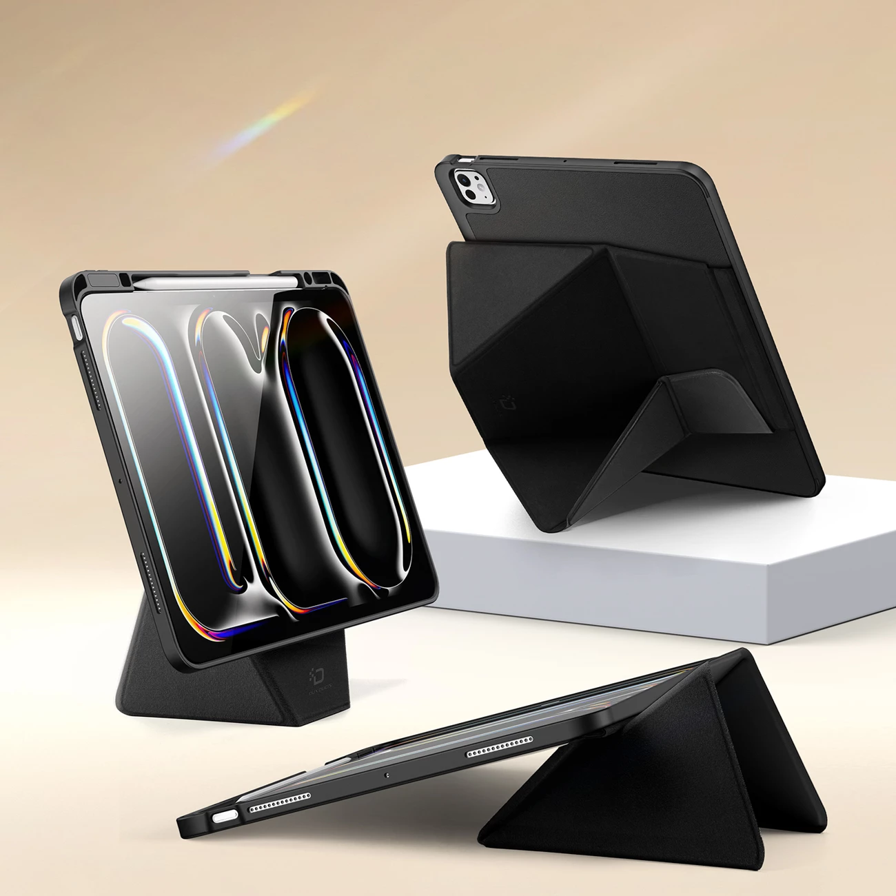 Mbështjellës Dux Ducis Vers për iPad Pro 13" (2024/2025), me stand dhe mbajtëse Apple Pencil, i zi